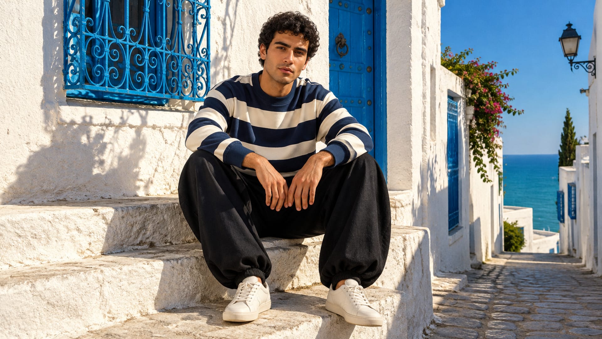 Sur les marches de Sidi Bou Said